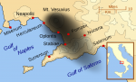 Carte aérienne de la course de la nuée ardente la plus dévastatrice du mont Vésuve {PNG}